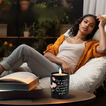 Perfect Moment Black Jar Scented Candle (6oz) - Affirmations and Gratitudes 
