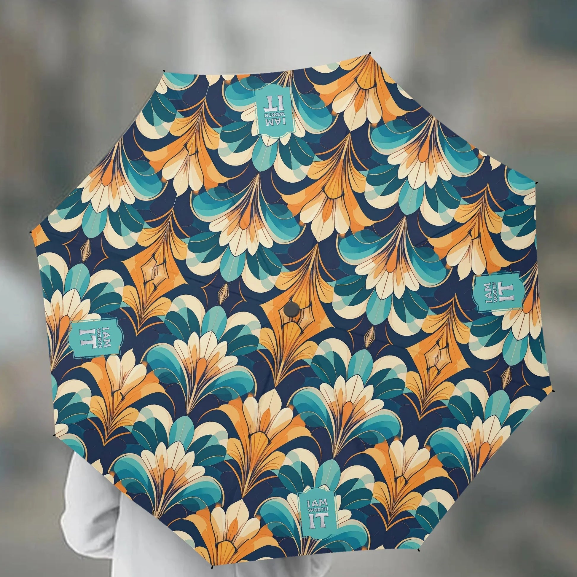 I Am Worth It Positive Affirmation Automatic Umbrella with UV protection - Affirmations and Gratitudes 