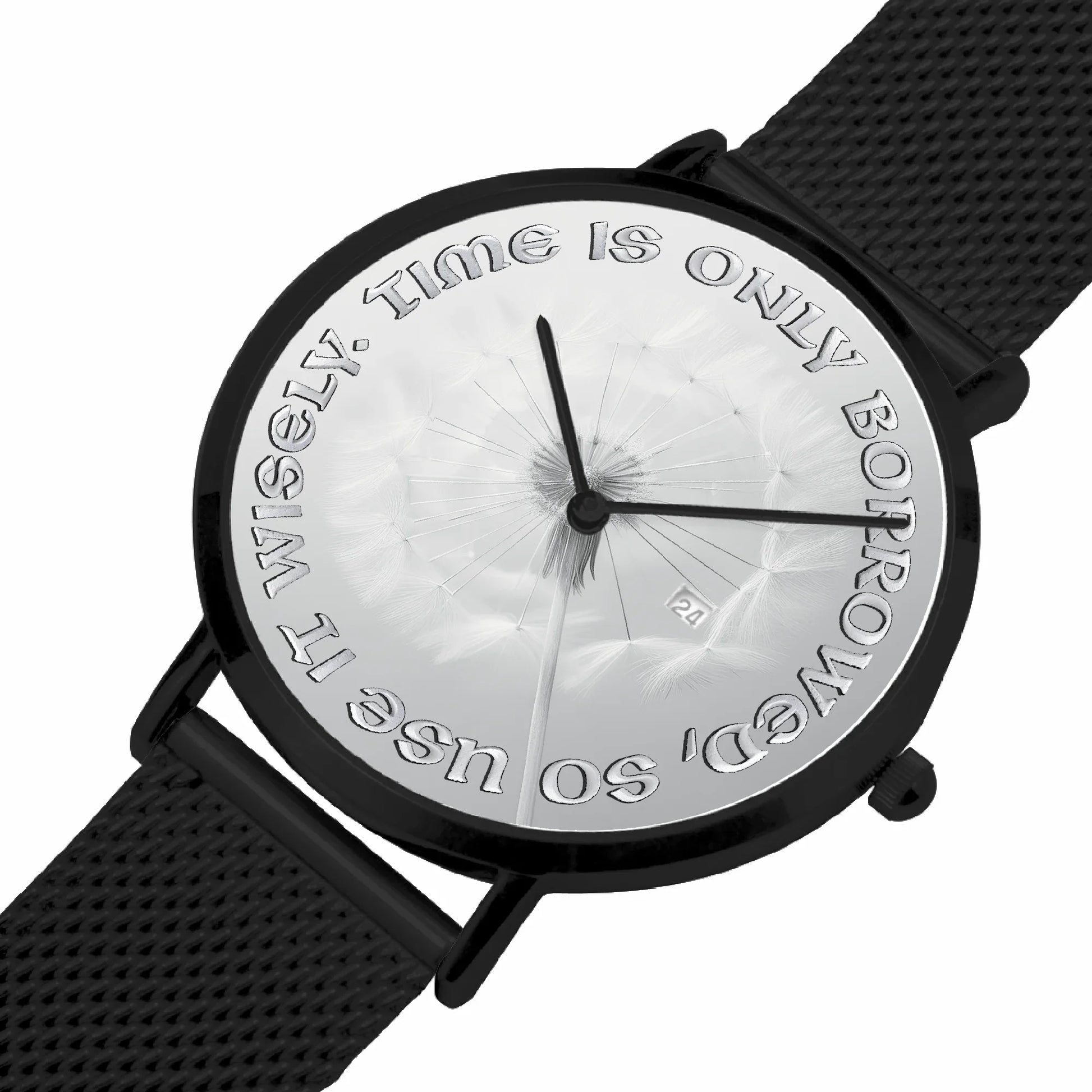 Ultra-Slim Quartz Watch with Motivational Quote - Affirmations and Gratitudes 