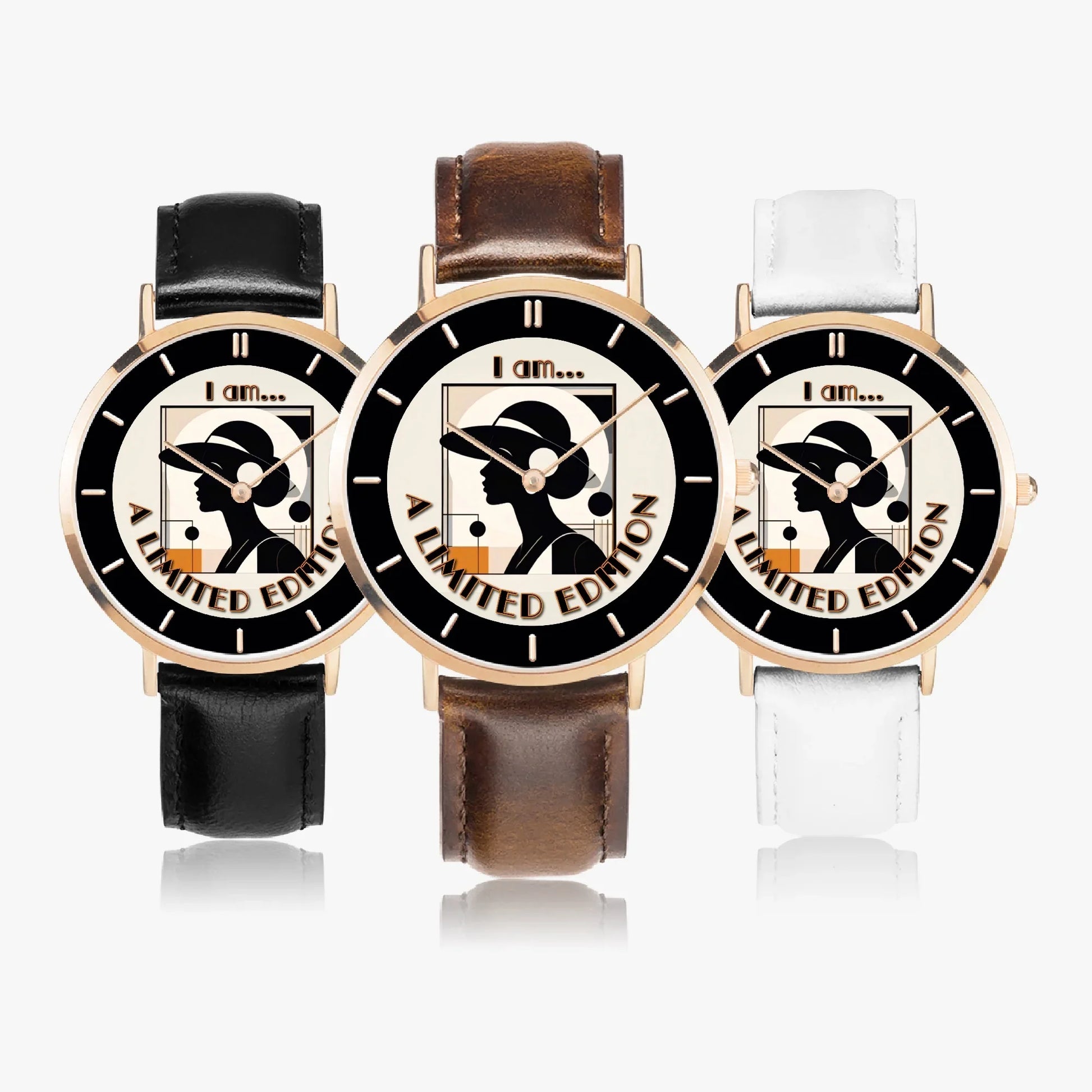 I Am A Limited Edition Ultra-Thin Leather Strap Watch - Quartz - Affirmations and Gratitudes 