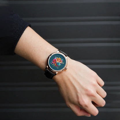 Motivating I Am Unbreakable Genuine Leather Strap Quartz Watch - Affirmations and Gratitudes 