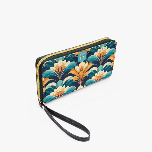 "I am worth it" Art-Deco Design PU Leather Wristlet Clutch Purse - Affirmations and Gratitudes 