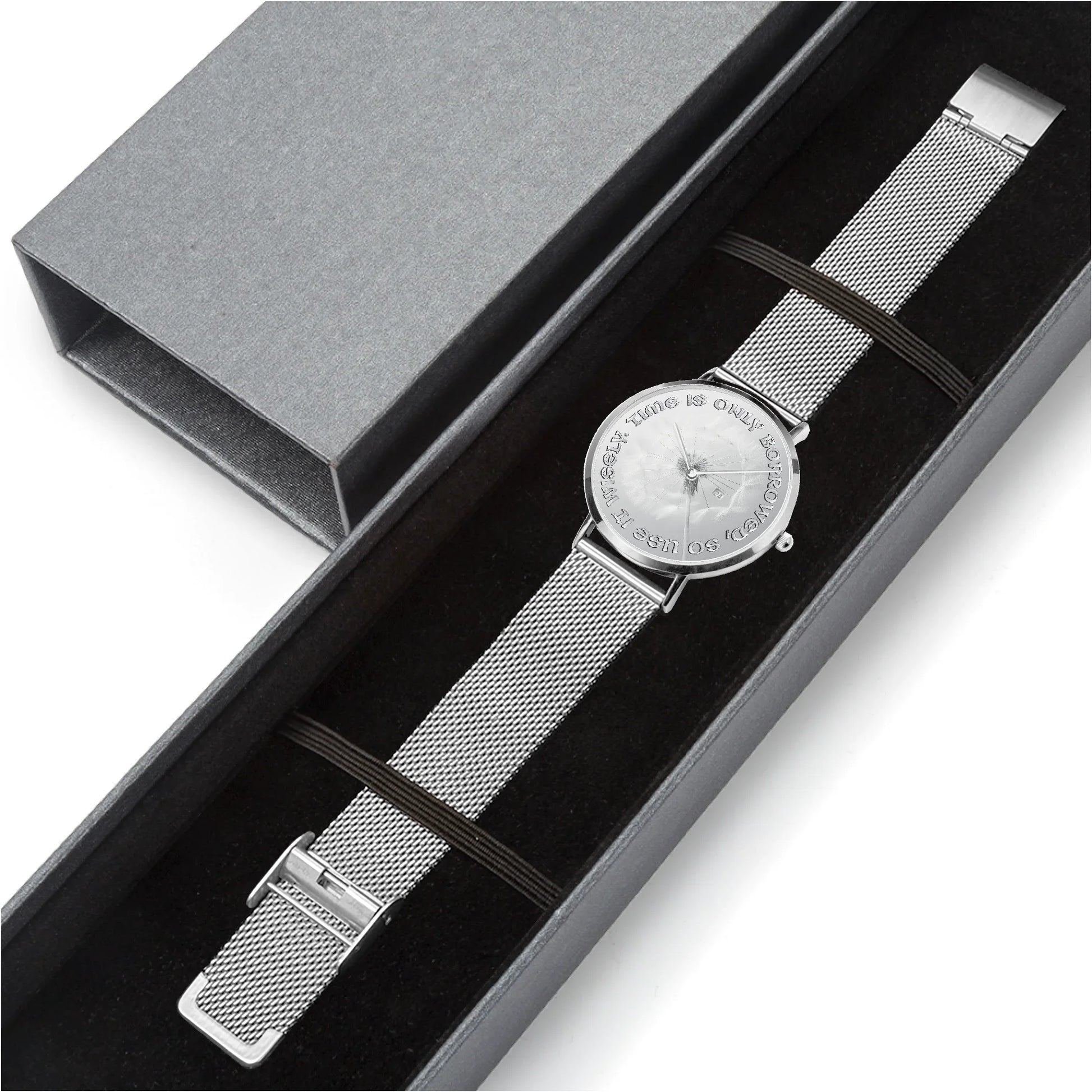 Ultra-Slim Quartz Watch with Motivational Quote - Affirmations and Gratitudes 