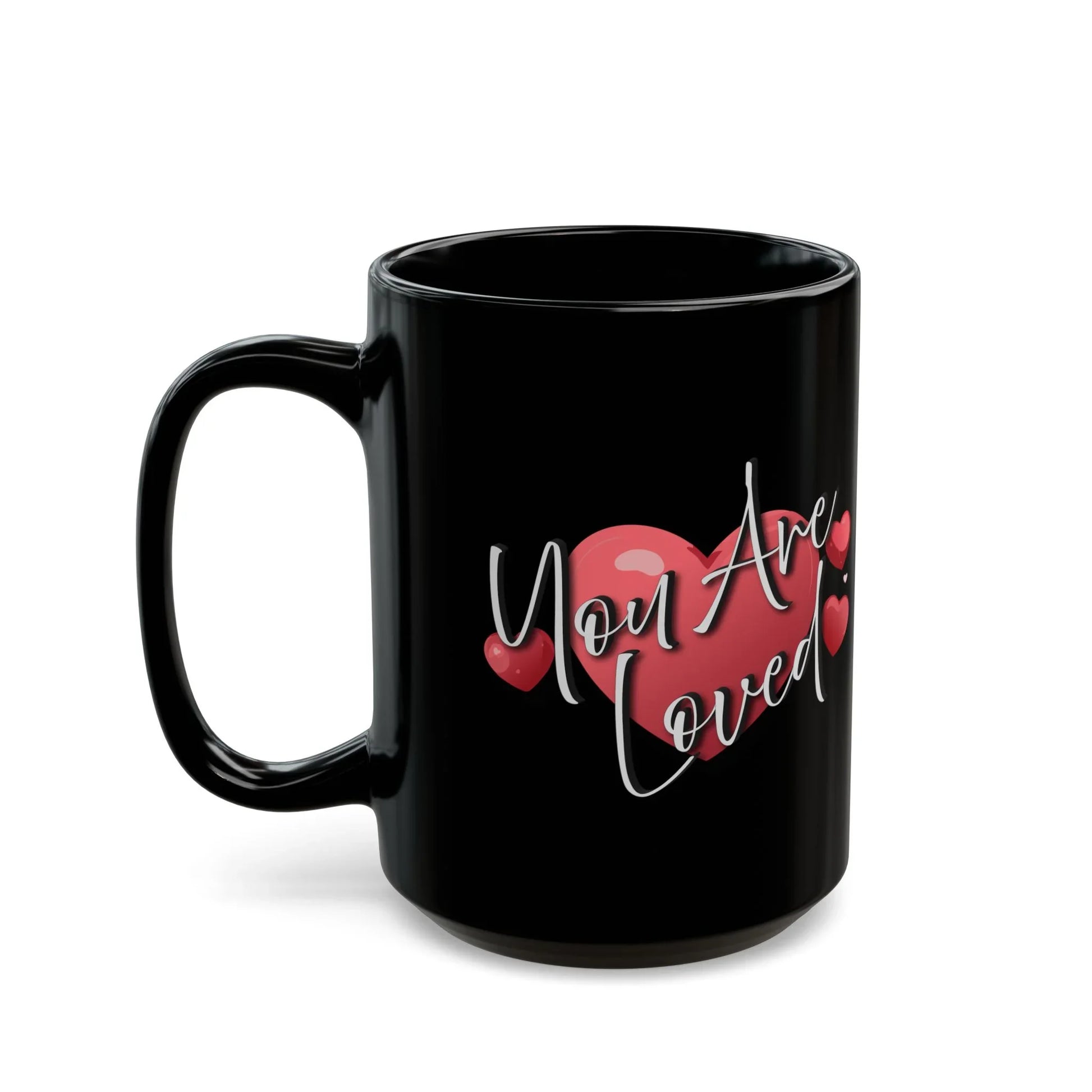 Heartfelt Black Mug - You're Loved Gift for Motivation - Affirmations and Gratitudes 