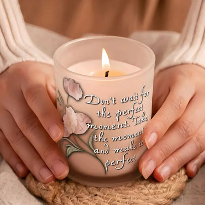 Perfect Moment Frosted Jar Scented Candle with Lid (6oz) - Affirmations and Gratitudes 