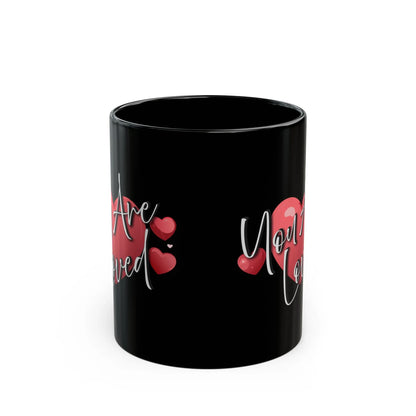 Heartfelt Black Mug - You're Loved Gift for Motivation - Affirmations and Gratitudes 