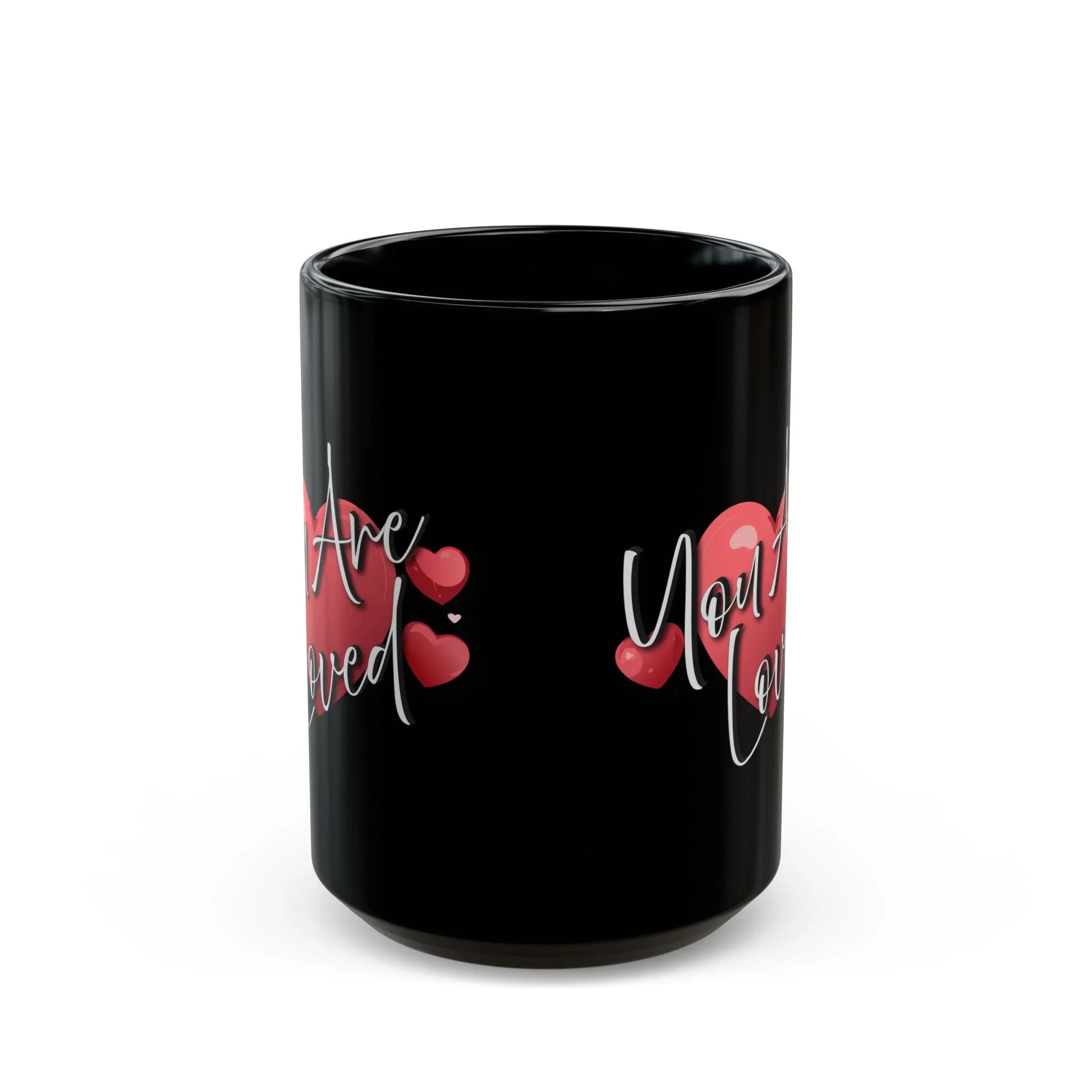 Heartfelt Black Mug - You're Loved Gift for Motivation - Affirmations and Gratitudes 