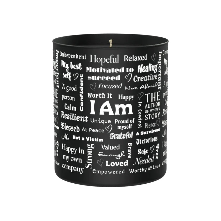 Positive Affirmations 200g Black Candle ‘Dark Noir’ - Affirmations and Gratitudes 