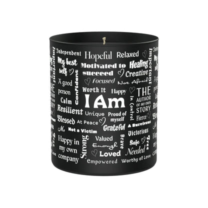 Positive Affirmations 200g Black Candle ‘Dark Noir’ - Affirmations and Gratitudes 