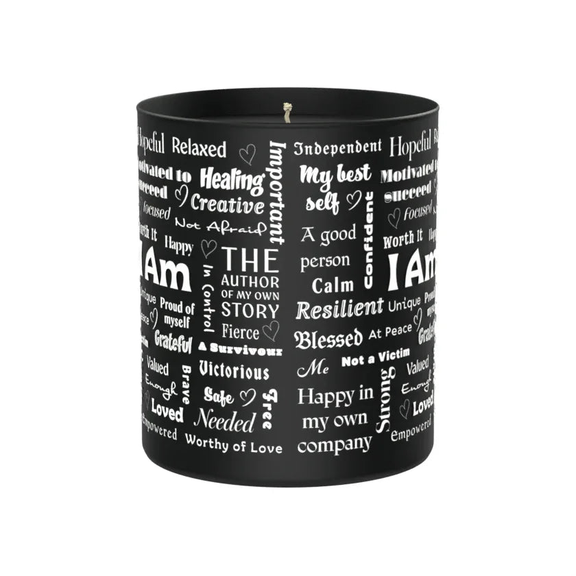 Positive Affirmations 200g Black Candle ‘Dark Noir’ - Affirmations and Gratitudes 