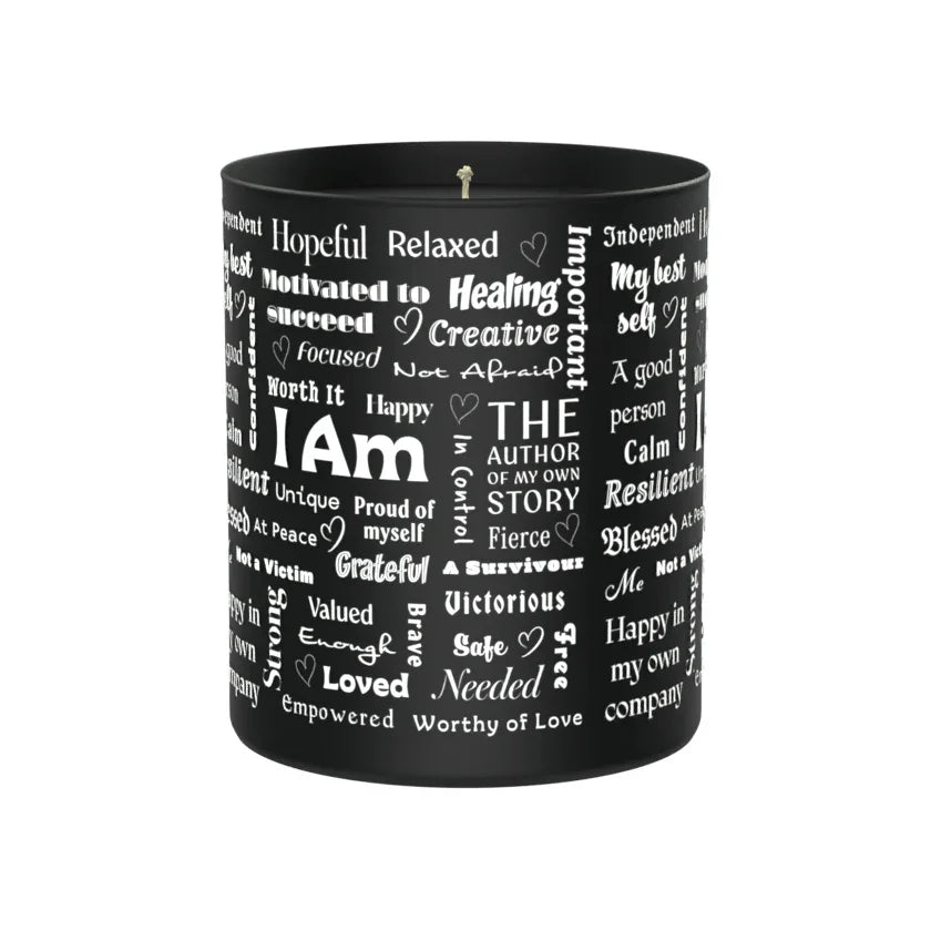 Positive Affirmations 200g Black Candle ‘Dark Noir’ - Affirmations and Gratitudes 