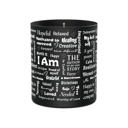 Positive Affirmations 200g Black Candle ‘Dark Noir’ - Affirmations and Gratitudes 