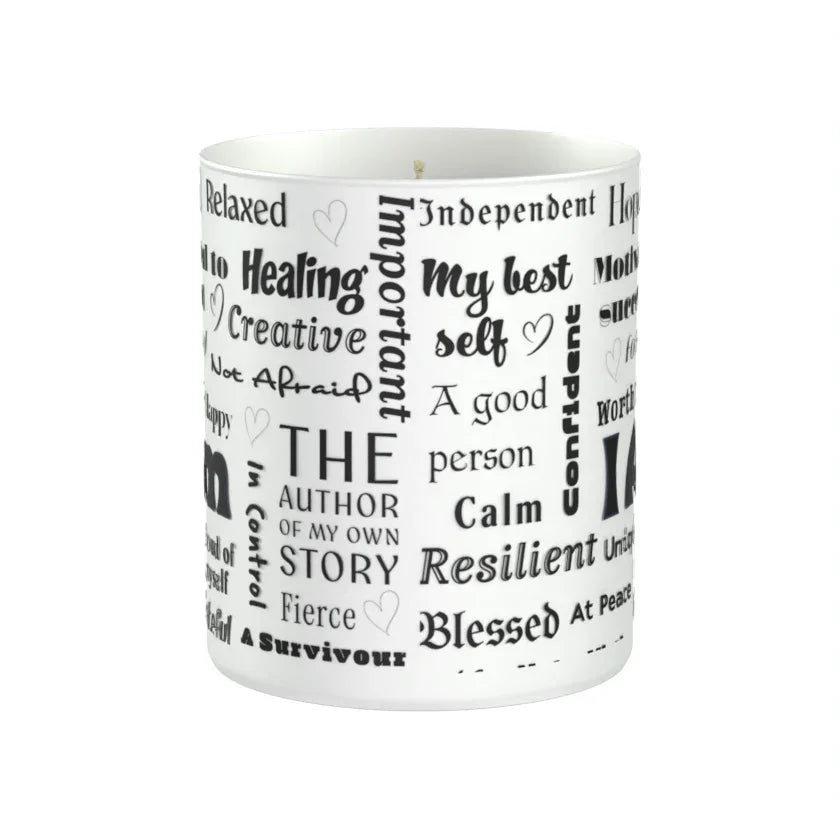 Positive Affirmations 200g White candle ‘Sandy Bay' - Affirmations and Gratitudes 