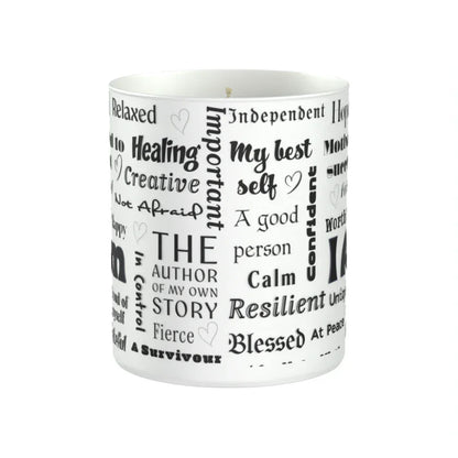 Positive Affirmations 200g White candle ‘Sandy Bay' - Affirmations and Gratitudes 