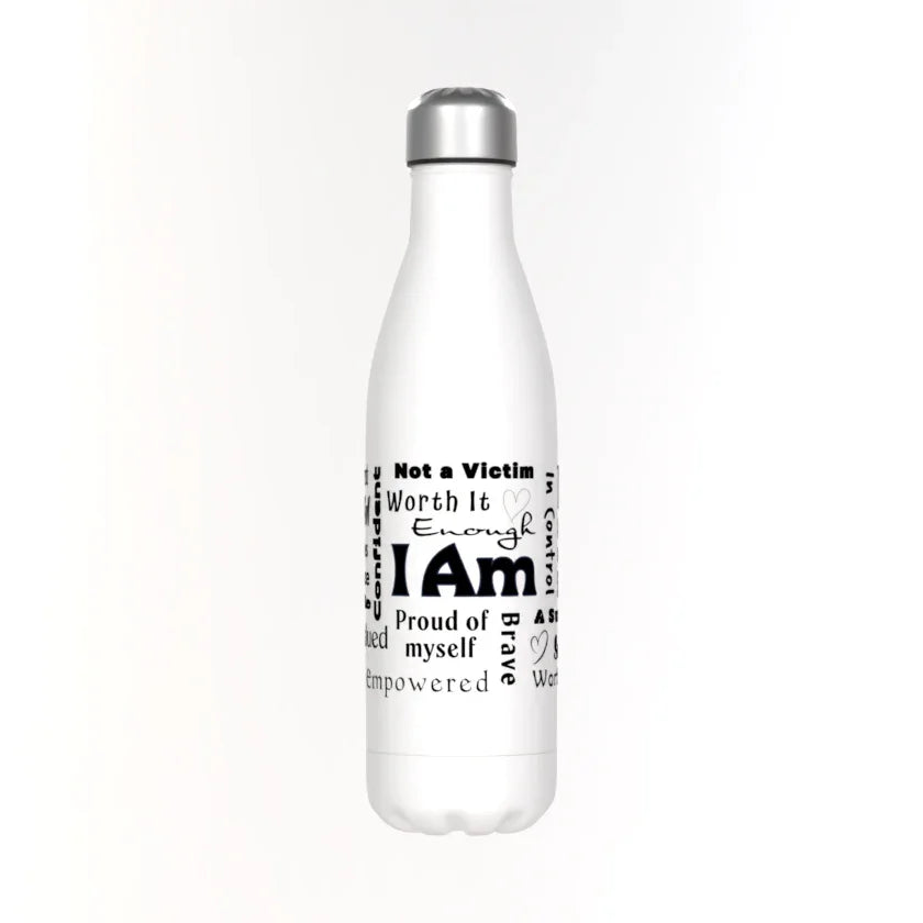 Positive Affirmations Thermos Bottle - White - Affirmations and Gratitudes 