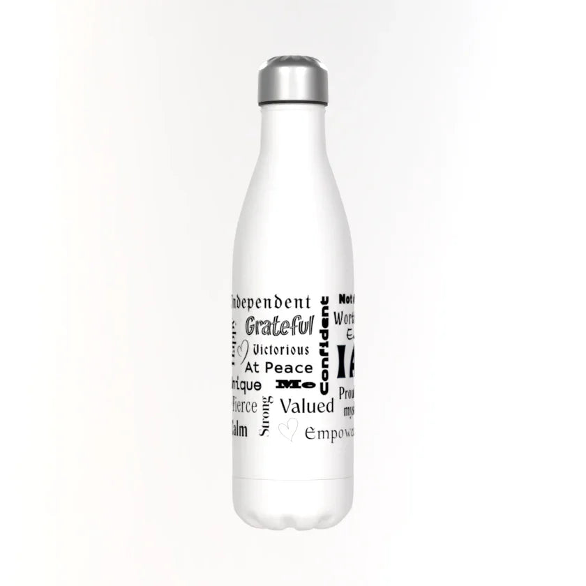 Positive Affirmations Thermos Bottle - White - Affirmations and Gratitudes 