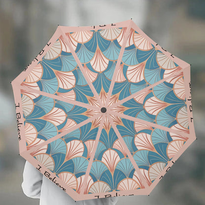 I Believe Positive Affirmation Automatic Umbrella with UV Protection - Affirmations and Gratitudes 