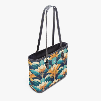 "I am worth it" Art-Deco Design Leather Tote Bag for Women - Affirmations and Gratitudes 