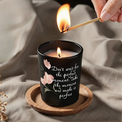 Perfect Moment Black Jar Scented Candle (6oz) - Affirmations and Gratitudes 