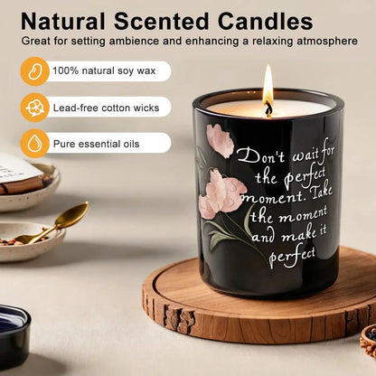 Perfect Moment Black Jar Scented Candle (6oz) - Affirmations and Gratitudes 