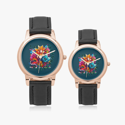 Motivating I Am Unbreakable Genuine Leather Strap Quartz Watch - Affirmations and Gratitudes 