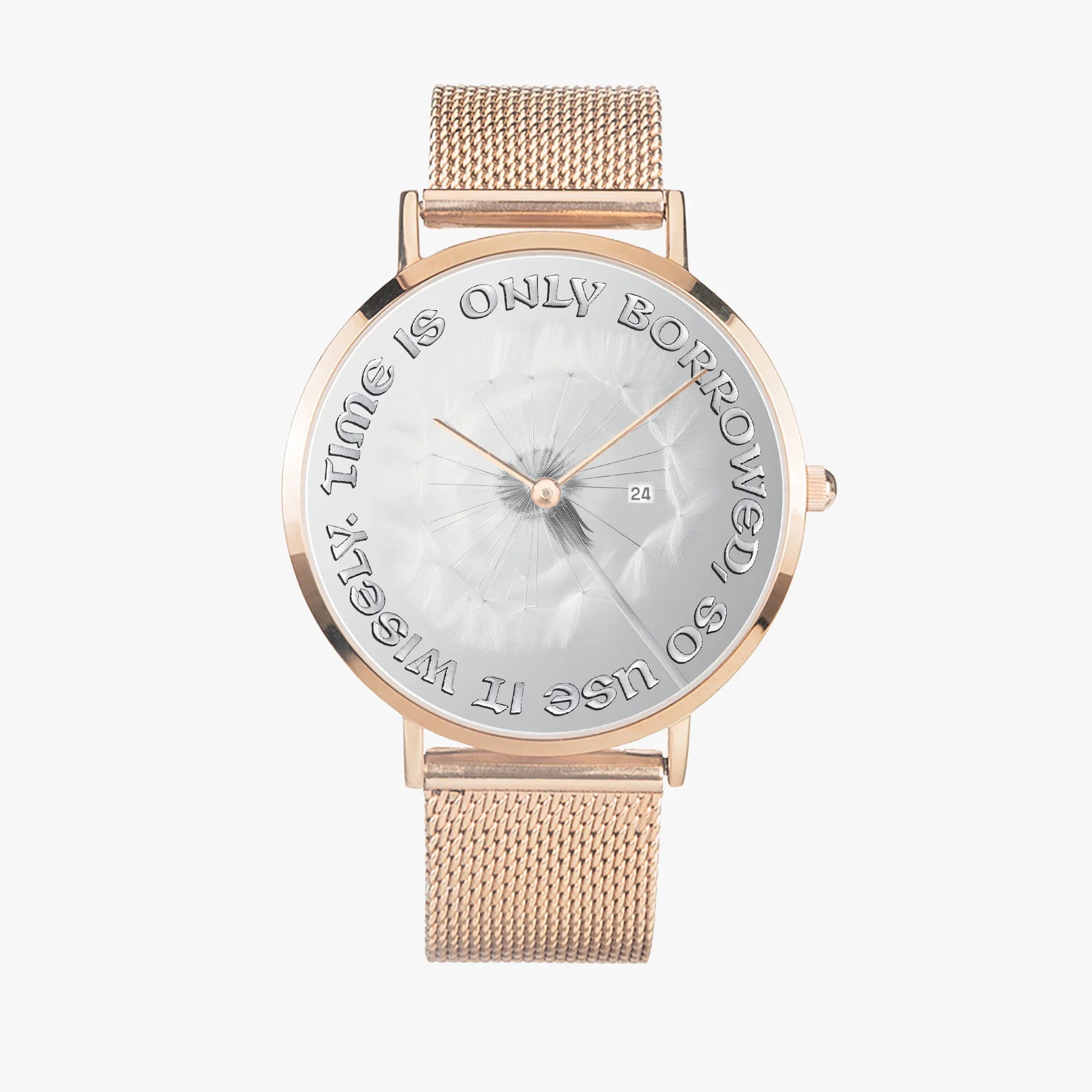 Ultra-Slim Quartz Watch with Motivational Quote - Affirmations and Gratitudes 