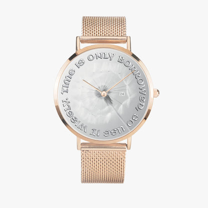 Ultra-Slim Quartz Watch with Motivational Quote - Affirmations and Gratitudes 