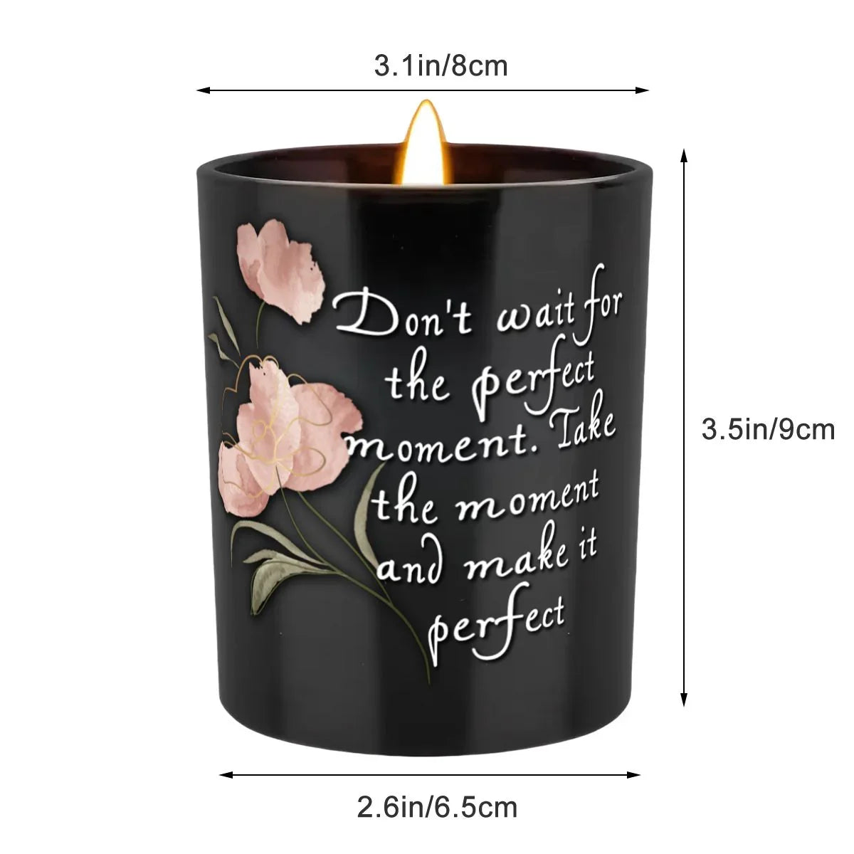 Perfect Moment Black Jar Scented Candle (6oz) - Affirmations and Gratitudes 