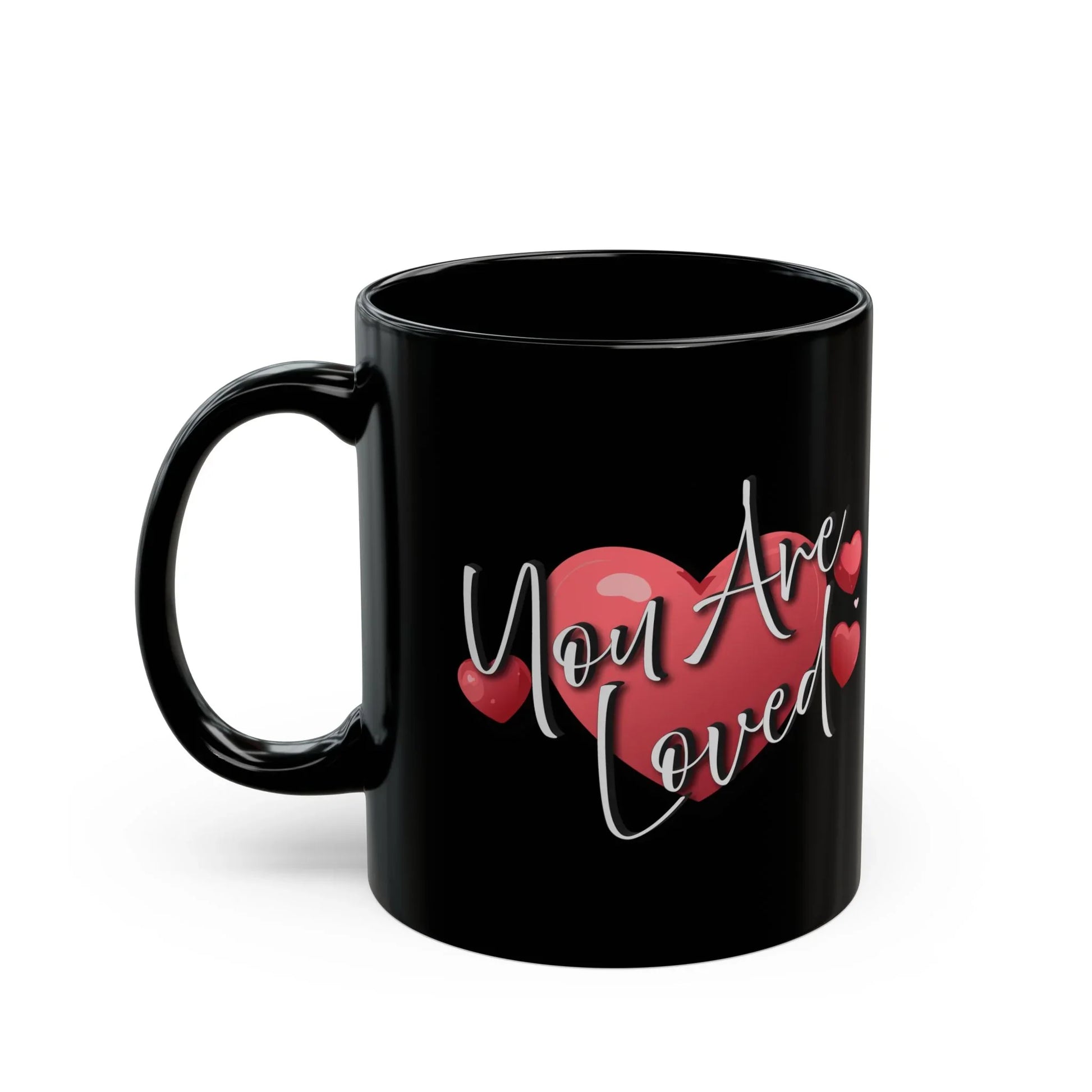 Heartfelt Black Mug - You're Loved Gift for Motivation - Affirmations and Gratitudes 