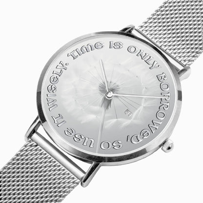 Ultra-Slim Quartz Watch with Motivational Quote - Affirmations and Gratitudes 
