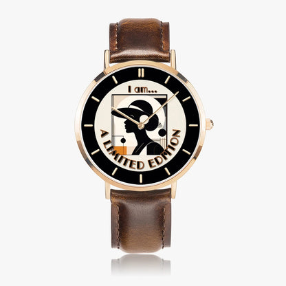 I Am A Limited Edition Ultra-Thin Leather Strap Watch - Quartz - Affirmations and Gratitudes 