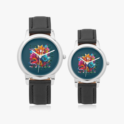 Motivating I Am Unbreakable Genuine Leather Strap Quartz Watch - Affirmations and Gratitudes 