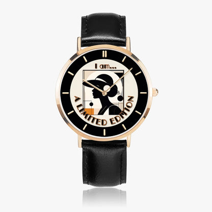I Am A Limited Edition Ultra-Thin Leather Strap Watch - Quartz - Affirmations and Gratitudes 
