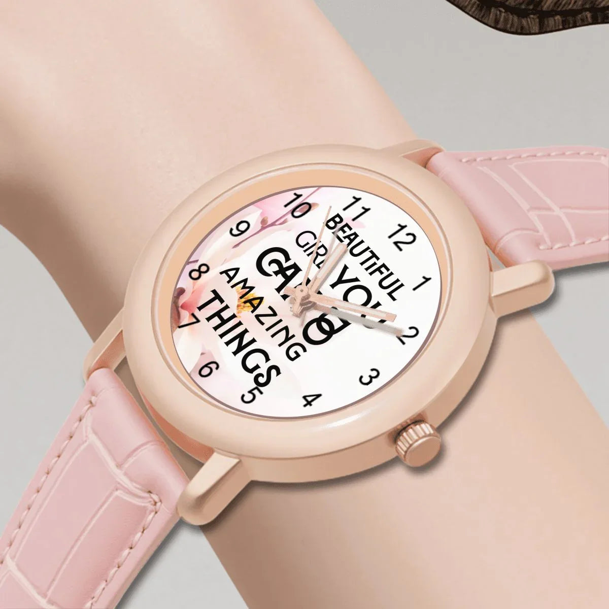 Inspirational Words Women's Leather Watch: Self-Help - Affirmations and Gratitudes 