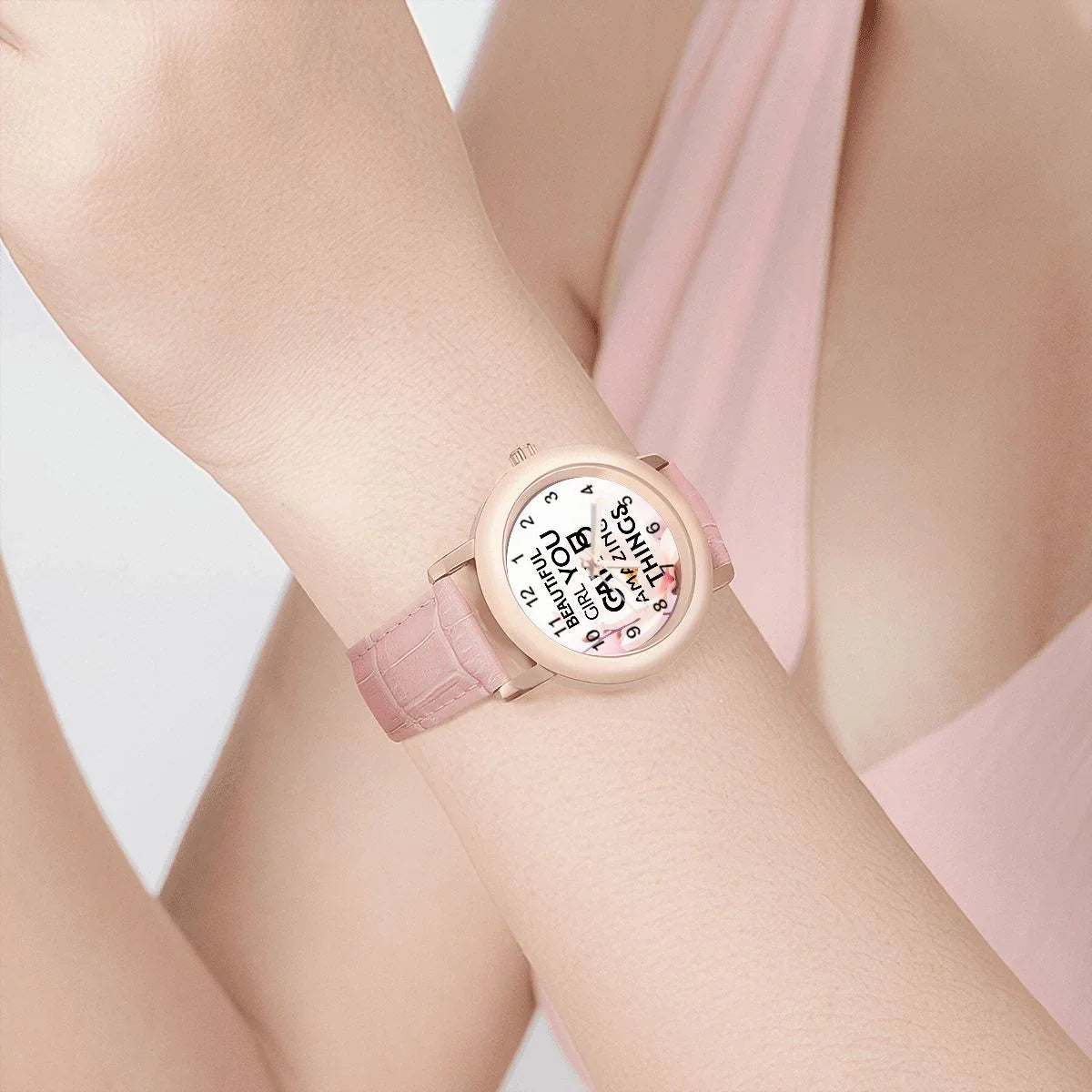 Inspirational Words Women's Leather Watch: Self-Help - Affirmations and Gratitudes 
