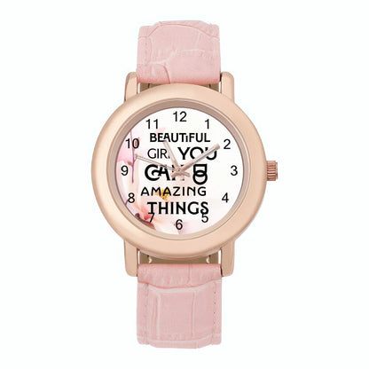 Inspirational Words Women's Leather Watch: Self-Help - Affirmations and Gratitudes 