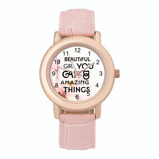 Inspirational Words Women's Leather Watch: Self-Help - Affirmations and Gratitudes 
