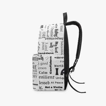 "I Am" Positive Affirmations All-over-print Canvas Backpack - Affirmations and Gratitudes 