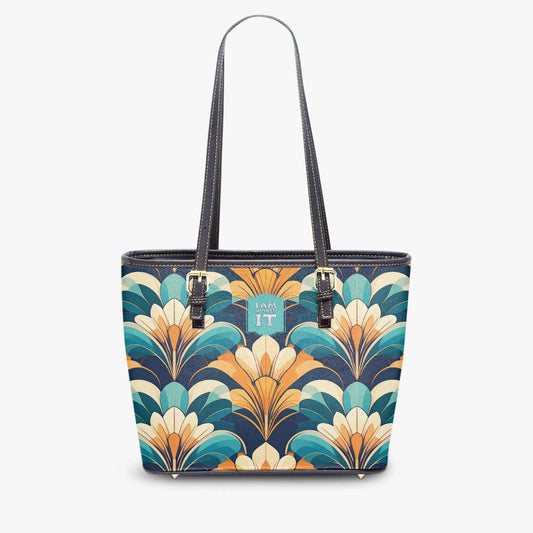 "I am worth it" Art-Deco Design Leather Tote Bag for Women - Affirmations and Gratitudes 
