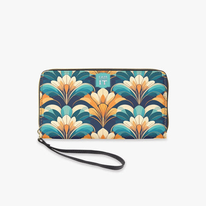 "I am worth it" Art-Deco Design PU Leather Wristlet Clutch Purse - Affirmations and Gratitudes 