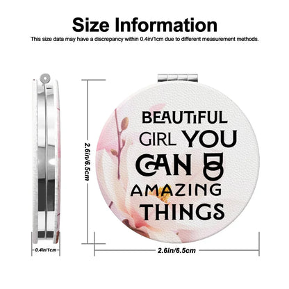 Inspirational Quote Round Portable Pocket Mirror - Affirmations and Gratitudes 