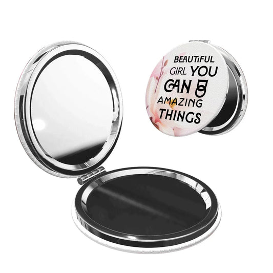 Inspirational Quote Round Portable Pocket Mirror - Affirmations and Gratitudes 