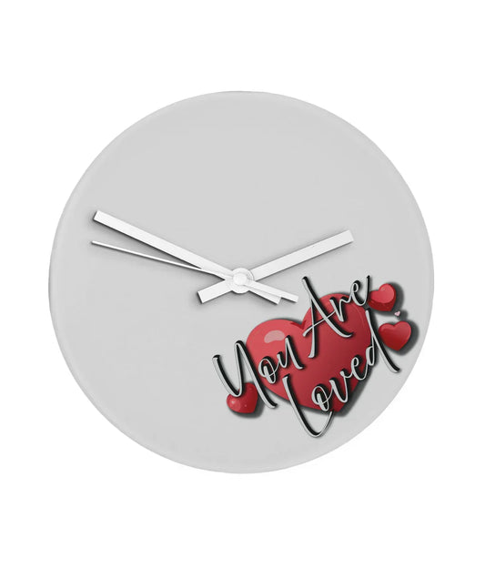 Round Glass Wall Clock - Analogue with Positive Affirmation - Affirmations and Gratitudes 