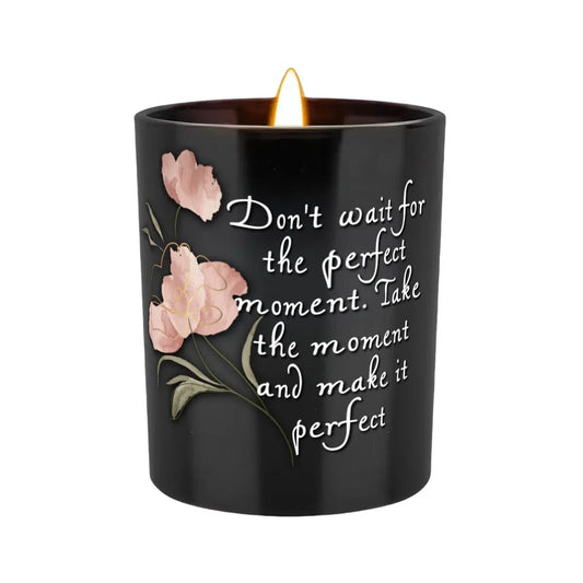 Perfect Moment Black Jar Scented Candle (6oz) - Affirmations and Gratitudes 