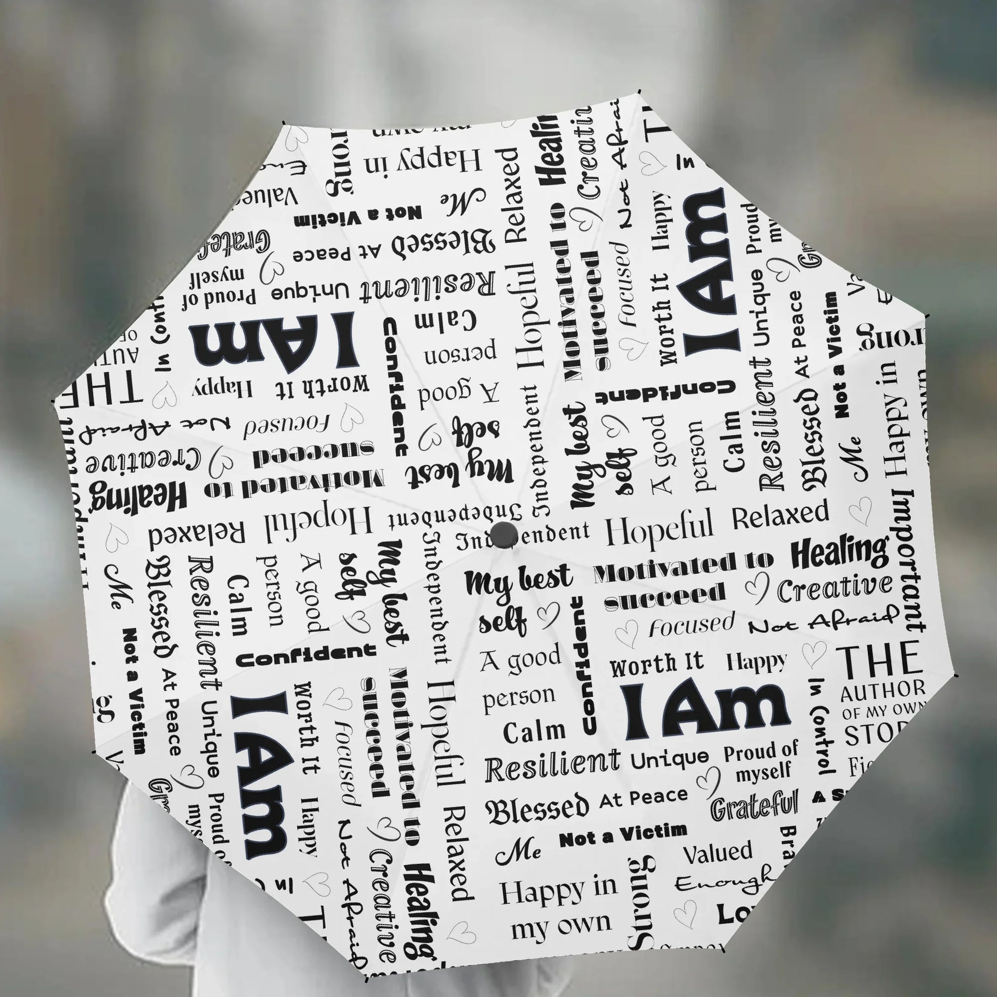 "I Am" Positive Affirmations Automatic UV Umbrella - Affirmations and Gratitudes 