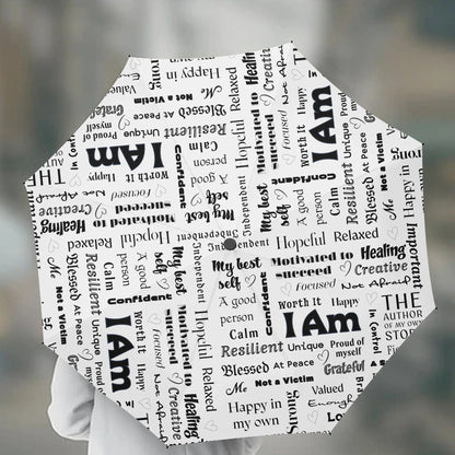 "I Am" Positive Affirmations Automatic UV Umbrella - Affirmations and Gratitudes 