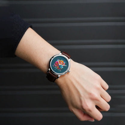 Motivating I Am Unbreakable Genuine Leather Strap Quartz Watch - Affirmations and Gratitudes 