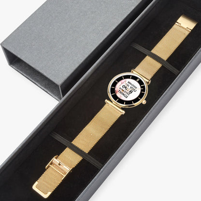 Stylish Ultra-Thin Quartz Watch with motivating and Inspirational phrase - Affirmations and Gratitudes 