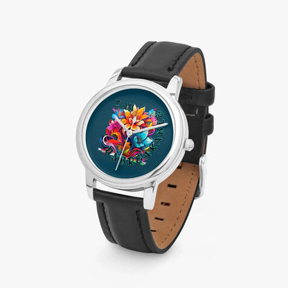 Motivating I Am Unbreakable Genuine Leather Strap Quartz Watch - Affirmations and Gratitudes 