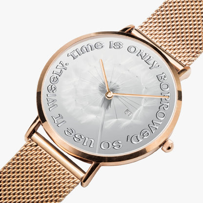 Ultra-Slim Quartz Watch with Motivational Quote - Affirmations and Gratitudes 